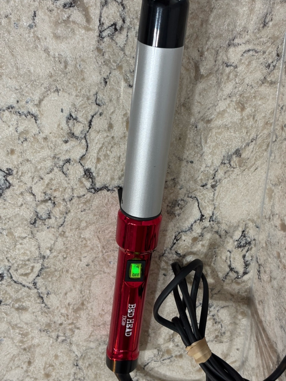 BedHead Red and Silver Curling Iron
